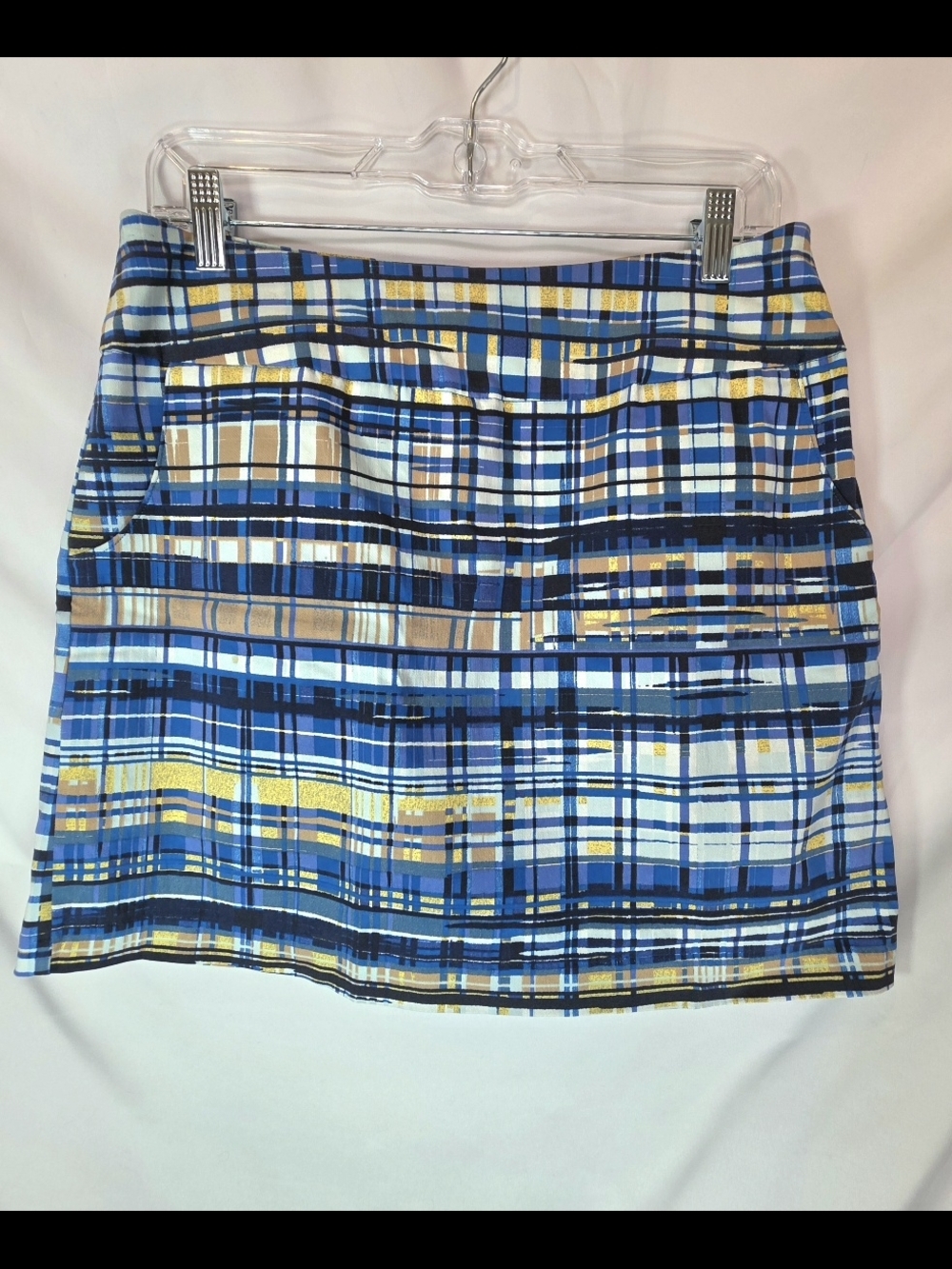Zac & Rachel Plaid Colliagate Athleisure Straight Pencil Short Skirt Zip Size 10